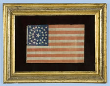 34 STAR AMERICAN PARADE FLAG WITH CIVIL WAR TINTYPE PHOTO AND LETTER