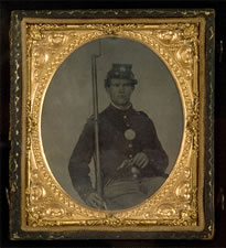 34 STAR AMERICAN PARADE FLAG WITH CIVIL WAR TINTYPE PHOTO AND LETTER