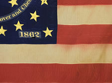 34 STAR, CIVIL WAR PRESENTATION BATTLE FLAG OF THE STOCKTON GUARDS, OF THE 12TH NEW JERSEY VOLUNTEERS