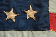 34 STARS, 1861-63, CIVIL WAR PERIOD, HAND-SEWN, SINGLE-APPLIQUED STARS