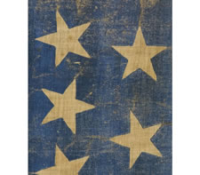 34 STARS, 1861-63, CIVIL WAR PERIOD, WITH STRIKING CHROME ORANGE COLORATION AND SCATTERED STAR POSITIONING, KANSAS STATEHOOD