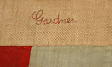 34 STARS, CIVIL WAR PERIOD, 1861-1863, ENTIRELY HAND-SEWN, SIGNED "GARDNER"