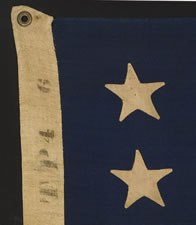 34 STARS, CIVIL WAR PERIOD, 1861-1863, ENTIRELY HAND-SEWN, SIGNED "GARDNER"