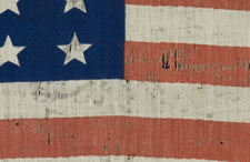 34 STARS IN COLUMNS OF FIVE STARS WITH AN OFFSET COLUMN OF FOUR AT THE HOIST END, THE ONLY EXAMPLE I HAVE EVER SEEN IN THIS EXACT FORM, 1861-1863, OPENING TWO YEARS OF THE CIVIL WAR