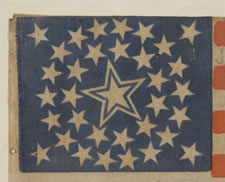 34 STARS IN A MEDALLION CONFIGURATION WITH A LARGE, HALOED CENTER STAR, CIVIL WAR PERIOD, 1861-63, KANSAS STATEHOOD