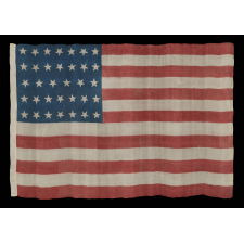 34 STARS, PRINTED ON SILK, WITH "DANCING" OR "TUMBLING" ORIENTATION, CIVIL WAR PERIOD, KANSAS STATEHOOD, 1861-1863