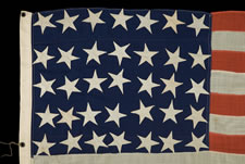 35 POINTY, WHIMSICAL STARS ON A FLAG WITH  AN ESPECIALLY ELONGATED PROFILE, CIVIL WAR PERIOD, 1863-65, WEST VIRGINIA STATEHOOD