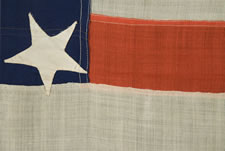 35 POINTY, WHIMSICAL STARS ON A FLAG WITH  AN ESPECIALLY ELONGATED PROFILE, CIVIL WAR PERIOD, 1863-65, WEST VIRGINIA STATEHOOD