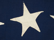 35 POINTY, WHIMSICAL STARS ON A FLAG WITH  AN ESPECIALLY ELONGATED PROFILE, CIVIL WAR PERIOD, 1863-65, WEST VIRGINIA STATEHOOD