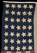 35 SINGLE APPLIQUED STARS, ENTIRELY HAND-SEWN, CIVIL WAR PERIOD, 1863-65, WEST VIRGINIA STATEHOOD