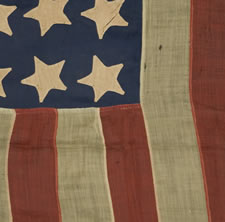 35 SINGLE APPLIQUED STARS, ENTIRELY HAND-SEWN, CIVIL WAR PERIOD, 1863-65, WEST VIRGINIA STATEHOOD