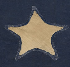 35 SINGLE APPLIQUED STARS, ENTIRELY HAND-SEWN, CIVIL WAR PERIOD, 1863-65, WEST VIRGINIA STATEHOOD