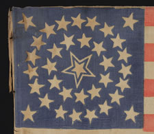 35 STARS, 1863-65, CIVIL WAR PERIOD, WEST VIRGINIA STATEHOOD, MEDALLION CONFIGURATION, HALOED CENTER STAR