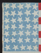 35 STARS, 1863-65, WEST VIRGINIA STATEHOOD, CIVIL WAR PERIOD, VERTICALLY ORIENTED CANTON, ENTIRELY HAND-SEWN