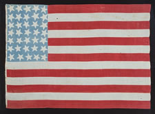 35 STARS, 1863-65, WEST VIRGINIA STATEHOOD, CIVIL WAR PERIOD, VERTICALLY ORIENTED CANTON, ENTIRELY HAND-SEWN