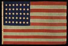 35 STARS, 1863-65, WEST VIRGINIA STATEHOOD,  CIVIL WAR PERIOD, MADE BY WILLIAM G. MINTZER, PHILADELPHIA