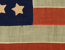 35 STARS, 1863-65, WEST VIRGINIA STATEHOOD,  CIVIL WAR PERIOD, MADE BY WILLIAM G. MINTZER, PHILADELPHIA