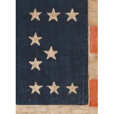 35 STARS ARRANGED TO SPELL THE WORD "FREE", AN EXTREMELY RARE FLAG MADE FOR THE 1864 PRESIDENTIAL CAMPAIGN, WITH A RESOUNDING PRO-UNION / ANTI-SLAVERY SENTIMENT