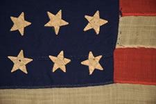 35 STARS, CIVIL WAR PERIOD, 1863-1865, SIGNED "SISCO", FOUND IN GETTYSBURG