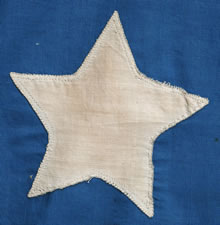 35 STARS, CIVIL WAR PERIOD, 1863-65, SIGNED "J.H. CRANE", CORNFLOWER BLUE CANTON