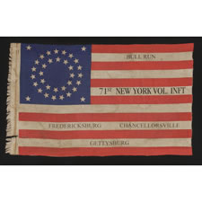 35 STARS, DOUBLE WREATH PATTERN, WITH OVERPRINTED BATTLE HONORS OF THE NY 71ST VOLUNTEER INFANTRY