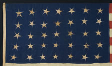 35 STARS, ENTIRELY HAND-SEWN AND WITH GREAT GRAPHIC FEATURES, CIVIL WAR PERIOD, WEST VIRGINIA STATEHOOD, 1863-1865: