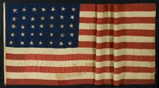 35 STARS, ENTIRELY HAND-SEWN AND WITH GREAT GRAPHIC FEATURES, CIVIL WAR PERIOD, WEST VIRGINIA STATEHOOD, 1863-1865: