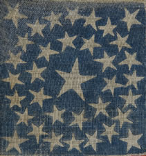 35 WHIMSICALLY SHAPED STARS IN A DOUBLE-WREATH PATTERN, CIVIL WAR PERIOD, 1863-65, WEST VIRGINIA STATEHOOD, A VERY RARE VARIETY, SIGNED "MRS. BOWER" OR "BOWEN"