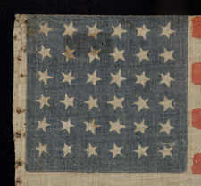 36 CANTED STARS THAT TILT IN ALTERNATING SUCCESSION FROM ONE ROW TO THE NEXT, 1864-67, CIVIL WAR ERA