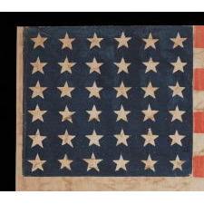 36 STAR ANTIQUE AMERICAN PARADE FLAG OF THE CIVIL WAR ERA, IN AN ESPECIALLY LARGE SCALE AND WITH BOLD COLOR, 1864-67, NEVADA STATEHOOD