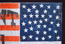 36 STAR OVERPRINTED PARADE FLAG, MADE FOR THE 1868 PRESIDENTIAL CAMPAIGN OF GRANT & COLFAX