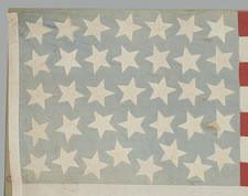 36 STARS, 1864-67, CIVIL WAR ERA, WHIMSICAL STAR PLACEMENT ON A FADED BLUE CANTON