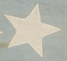 36 STARS, 1864-67, CIVIL WAR ERA, WHIMSICAL STAR PLACEMENT ON A FADED BLUE CANTON