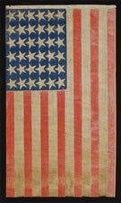 36 STARS, 1864-67, CIVIL WAR ERA, AN UNUSUAL, ELONGATED EXAMPLE WITH BLOOD ORANGE STRIPES AND EXTRA LARGE STARS: