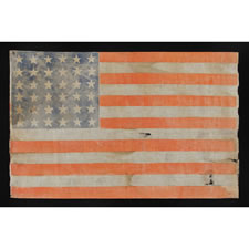 36 STARS, 1864-67, A LARGE SCALE, AMERICAN PARADE FLAG OF THE CIVIL WAR ERA WITH ATTRACTIVE WEAR