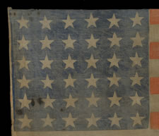 36 STARS, 1864-67, A LARGE SCALE, CIVIL WAR ERA PARADE FLAG WITH ATTRACTIVE WEAR