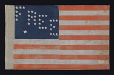 36 STARS (35 ARRANGED TO SPELL THE WORD "FREE" AND A 36TH OUTSIDE THE PATTERN), AN EXTREMELY RARE FLAG MADE FOR THE 1864 CAMPAIGN OF ABRAHAM LINCOLN, WITH RESOUNDING PRO-UNION / ANTI-SLAVERY SENTIMENT