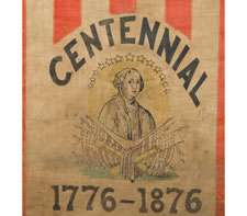 36 STARS, GEORGE WASHINGTON PORTRAIT, MADE FOR THE 1876 CENTENNIAL EXPOSITION, ONE OF THE MOST PUBLISHED FLAG IN PRIVATE HANDS