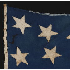 36 STARS, A HOMEMADE FLAG OF THE CIVIL WAR ERA WITH AN EXCEPTIONAL RANDOM STAR PATTERN AND GREAT DISPARITY BETWEEN THE WIDTH OF THE RED AND WHITE STRIPES, NEVADA STATEHOOD, 1864-67