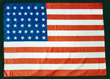 38 STAR AMERICAN PARADE FLAG, SILK, SCATTERED STAR POSITIONING