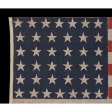 38 STAR ANTIQUE AMERICAN FLAG, MADE DURING THE PERIOD WHEN COLORADO WAS THE MOST RECENT STATE TO JOIN THE UNION, 1876-1889, WITH PENCILED INSCRIPTION FROM THE YOUNG PEOPLE'S SOCIETY OF CHRISTIAN ENDEAVOR (YPSCE), EX-RICHARD PIERCE COLLECTION OF AMERICAN FLAGS, ILLUSTRATED IN HIS BOOK "THE STARS & THE STRIPES"