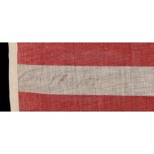 38 STAR ANTIQUE AMERICAN FLAG, MADE DURING THE PERIOD WHEN COLORADO WAS THE MOST RECENT STATE TO JOIN THE UNION, 1876-1889, WITH PENCILED INSCRIPTION FROM THE YOUNG PEOPLE'S SOCIETY OF CHRISTIAN ENDEAVOR (YPSCE), EX-RICHARD PIERCE COLLECTION OF AMERICAN FLAGS, ILLUSTRATED IN HIS BOOK "THE STARS & THE STRIPES"