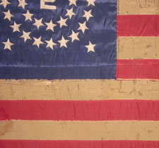 38 STAR ANTIQUE FLAG, A SWALLOWTAIL GUIDON OF THE 2ND MASSACHUSETTS OR NEW YORK CAVALRY, 1879 SPECS, EXTRAORDINARILY RARE