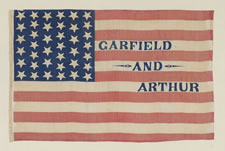 39 STAR PARADE FLAG, MADE FOR THE 1880 PRESIDENTIAL CAMPAIGN OF GARFIELD AND ARTHUR