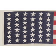 39 STARS, ELONGATED FORM WITH TWO SIZES OF STARS, NEVER AN OFFICIAL STAR COUNT, 1876