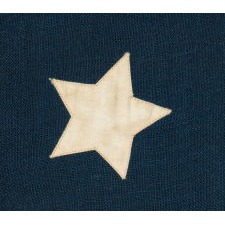 42 STARS IN AN HOURGLASS PATTERN ON AN ANTIQUE AMERICAN FLAG, AN UNOFFICIAL STAR COUNT, WASHINGTON STATEHOOD, 1889-90