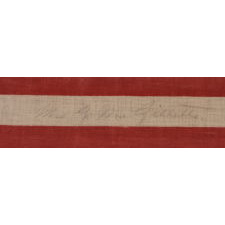 42 STARS, AN UNOFFICIAL STAR COUNT, ON AN ANTIQUE AMERICAN FLAG WITH SCATTERED STAR POSITIONING, SIGNED "MRS. G.M. GILLETTE," 1889-1890, WASHINGTON STATEHOOD