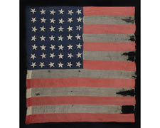 42 STARS, AN UNOFFICIAL STAR COUNT, 1889-1890, POSSIBLY A U.S. CAVALRY STANDARD, INTERESTING TALL AND NARROW FORMAT, WASHINGTON STATEHOOD