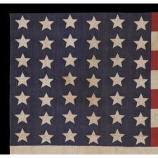 42 STARS IN A WAVE CONFIGURATION OF LINEAL COLUMNS, NEVER AN OFFICIAL STAR COUNT, 1889-1890, WASHINGTON STATEHOOD