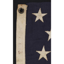 44 STARS ARRANGED IN ZIGZAGING OFFSET ROWS ON A SMALL SCALE FLAG WITH PIECED-AND-SEWN CONSTRUCTION, WYOMING STATEHOOD, 1890-1896